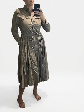 NWT Dries Van Noten Deanna Dress Tie Apron Skirt Mud Brown Sz 36